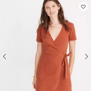 Madewell texture thread wrap dress burnt orange S